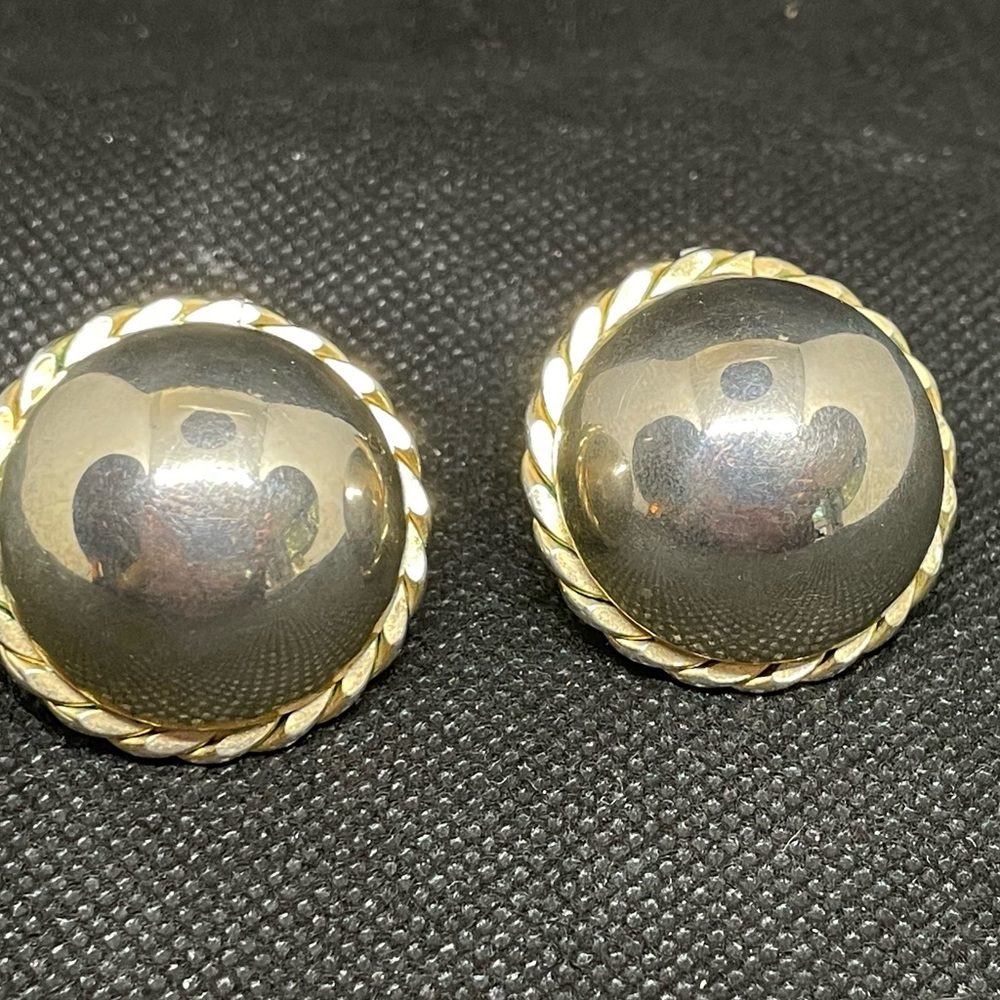 Classic Silver Gold Dome Button Earrings Clips